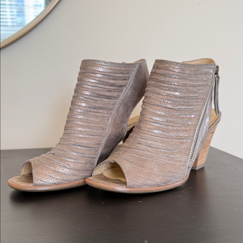 Paul Green Metallic Peep-Toe Ankle Boots